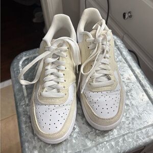 Nike White and Cream Air Force One Shoes